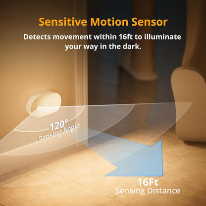 Rechargeable Motion Sensor Night Light (2-Pack), Portable Mini Warm White LED Stick-On Closet Light, Adjustable Brightness for Bathroom, Bedroom, Kitchen, Cabinet, Stairs