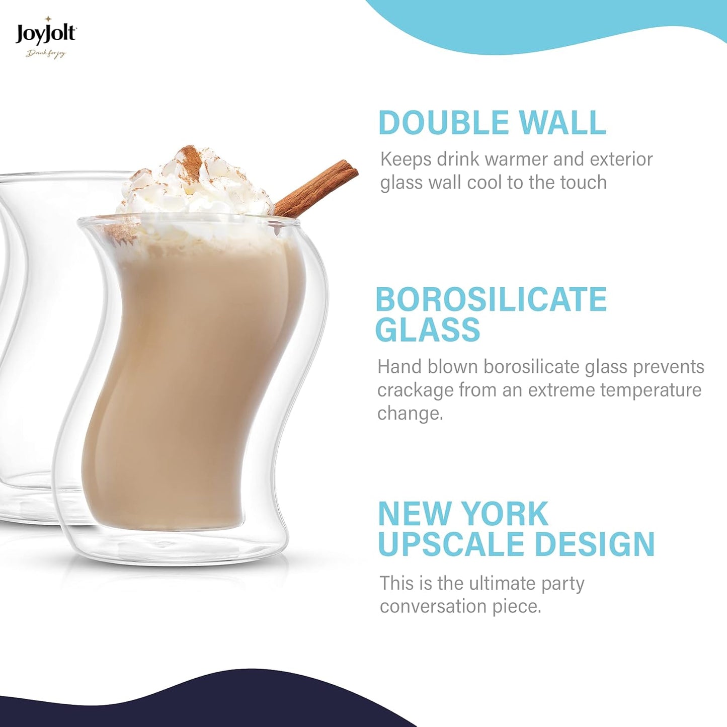 Pivot Double Insulated Tumblers - Set of 2 Exceptional Iced Coffee Tumbler, Elegant Bar Glasses for Coffee, Tea, or Cold Beverages for Hot Summers