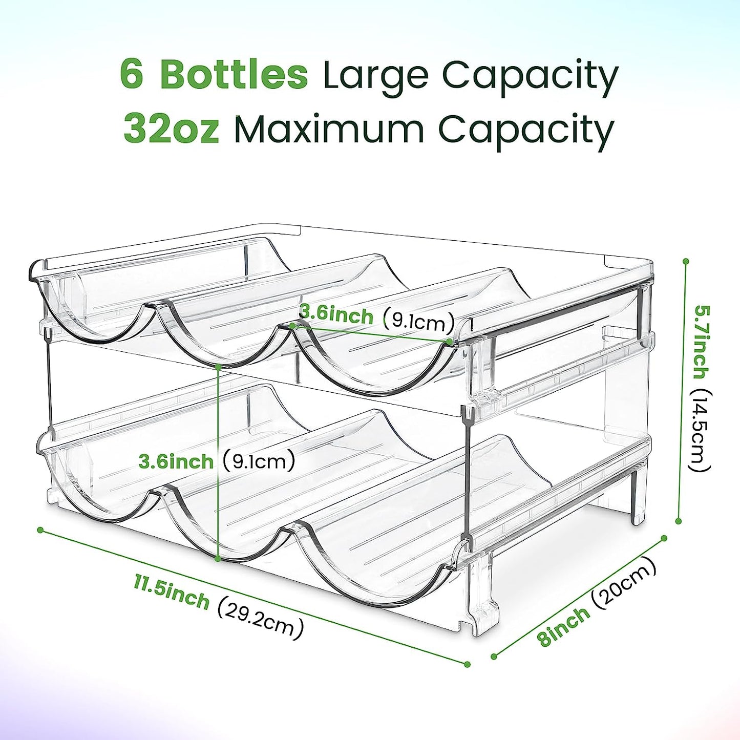 Stackable Water Bottle Organizer for Cabinet – 2-Pack Stackable Storage Rack.