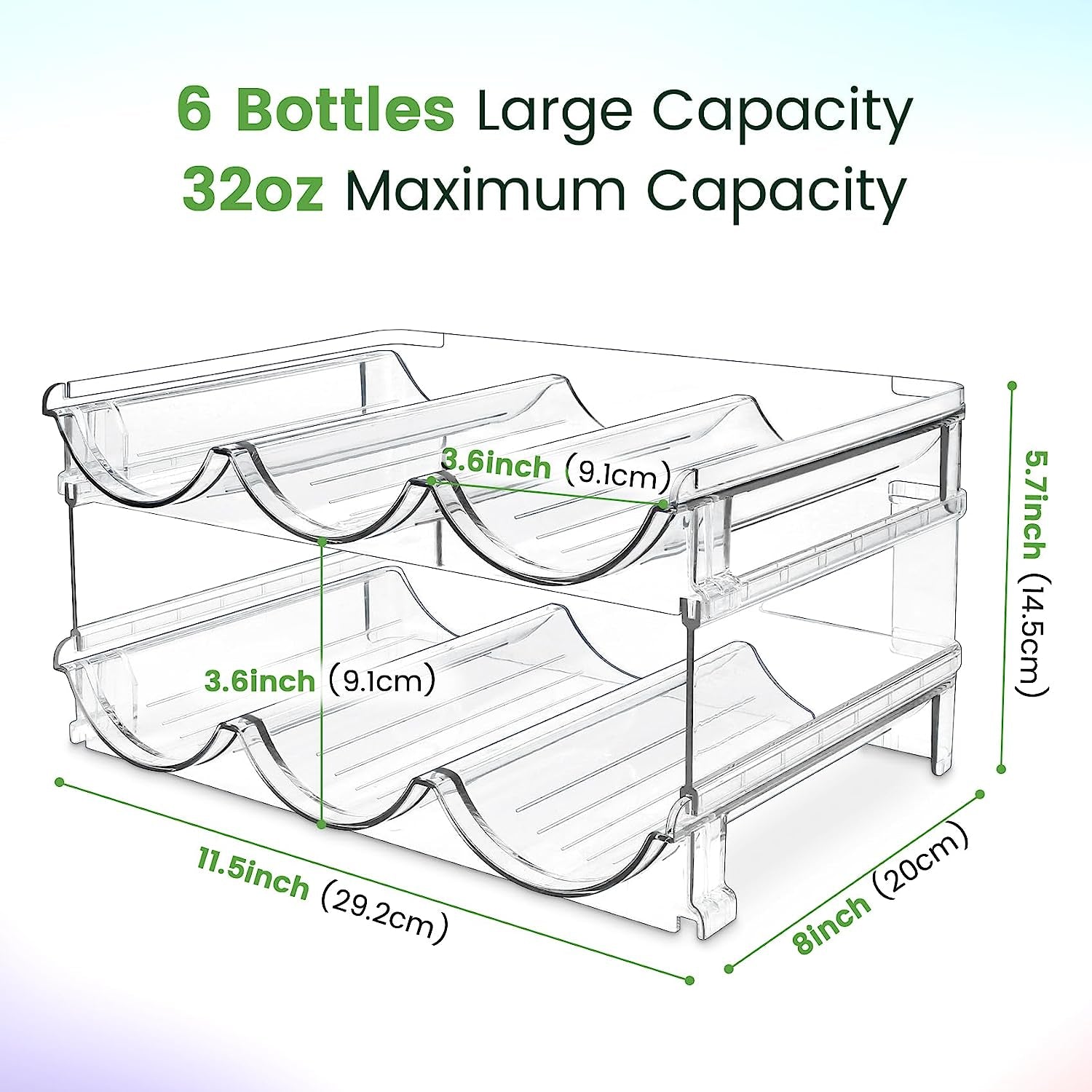 Stackable Water Bottle Organizer for Cabinet – 2-Pack Stackable Storage Rack.