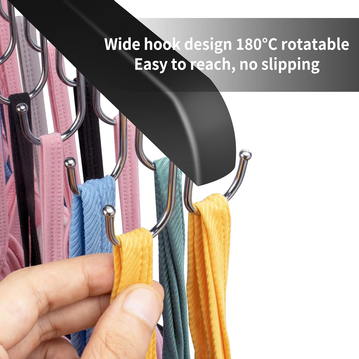 Bra Hangers for Closet Organizer,Tank Top Hanger with 20 Hooks,Space Saving Wooden Adjustable Hangers,Closet Organizers and Storage Suitable for Dorm, Apartments, Tank Tops, Bras, Hats
