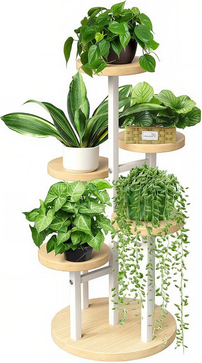 3-Tier Metal & Wood Plant Stand – Corner Shelf for Indoor Plants