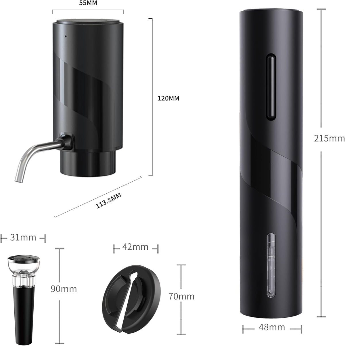 Electric Wine Set 4 | Automatic Wine Opener Dispenser Gift Set - Electric Corkscrew Opener & Auto Wine Dispenser | Ideal Housewarming Gifts and Presents for Fathers