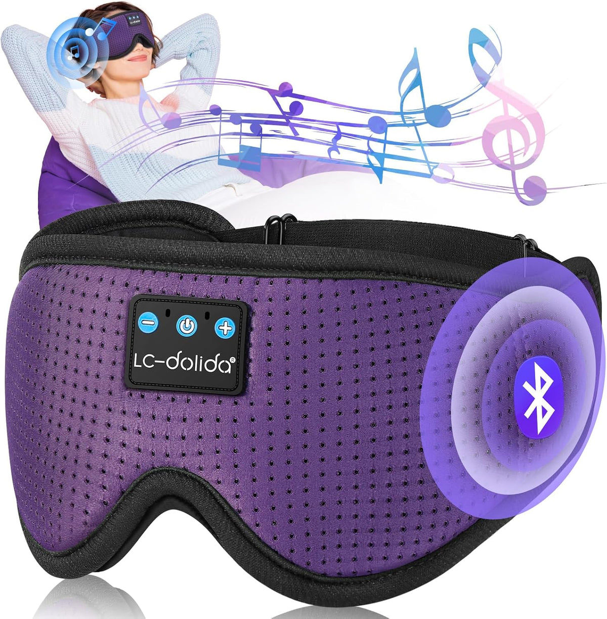 Sleep Mask with Bluetooth Headphones Bluetooth Sleep Mask Sleep Headphones,3D Eye Mask for Sleeping Mask Music Sleeping Headphones for Side Sleepers Meditation Gifts Gadgets for Men Women