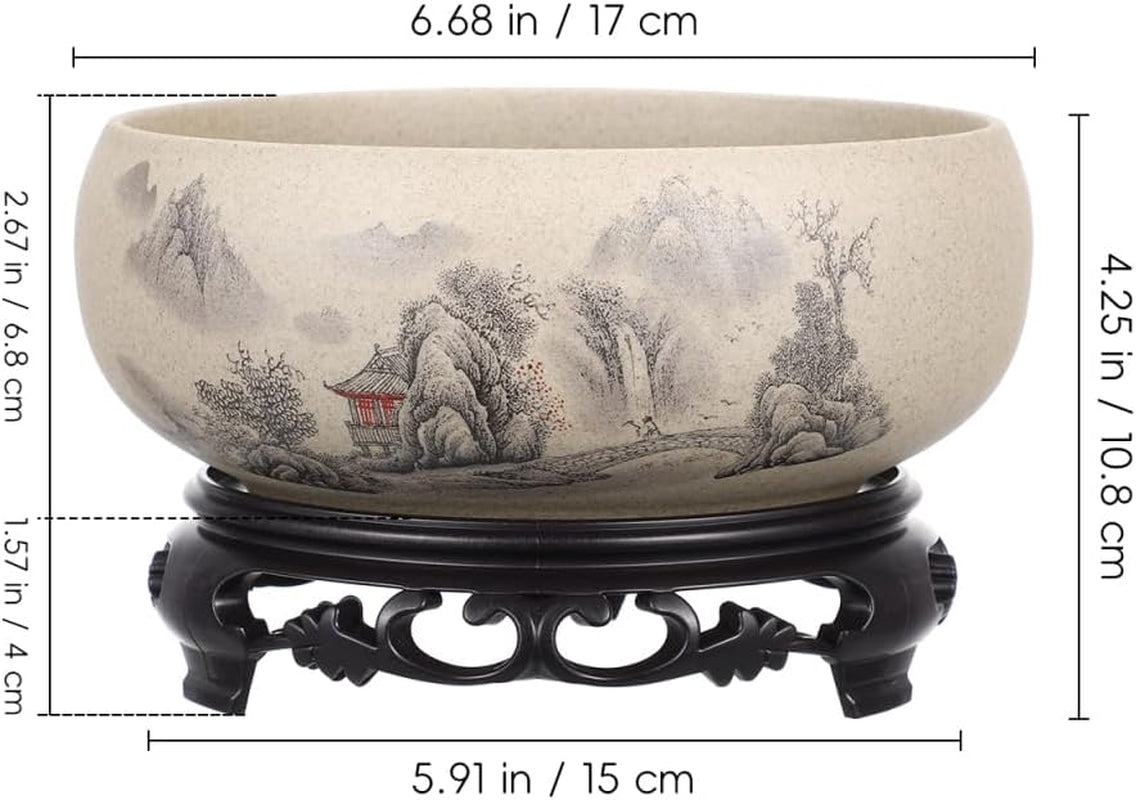 Blue and White Porcelain Lotus Flower Pot Ceramic Planter with Plastic Holder Stand Decorative Hydroponic Container for Home Garden Bonsai Succulent Plants 6.69X6.69X2.67In
