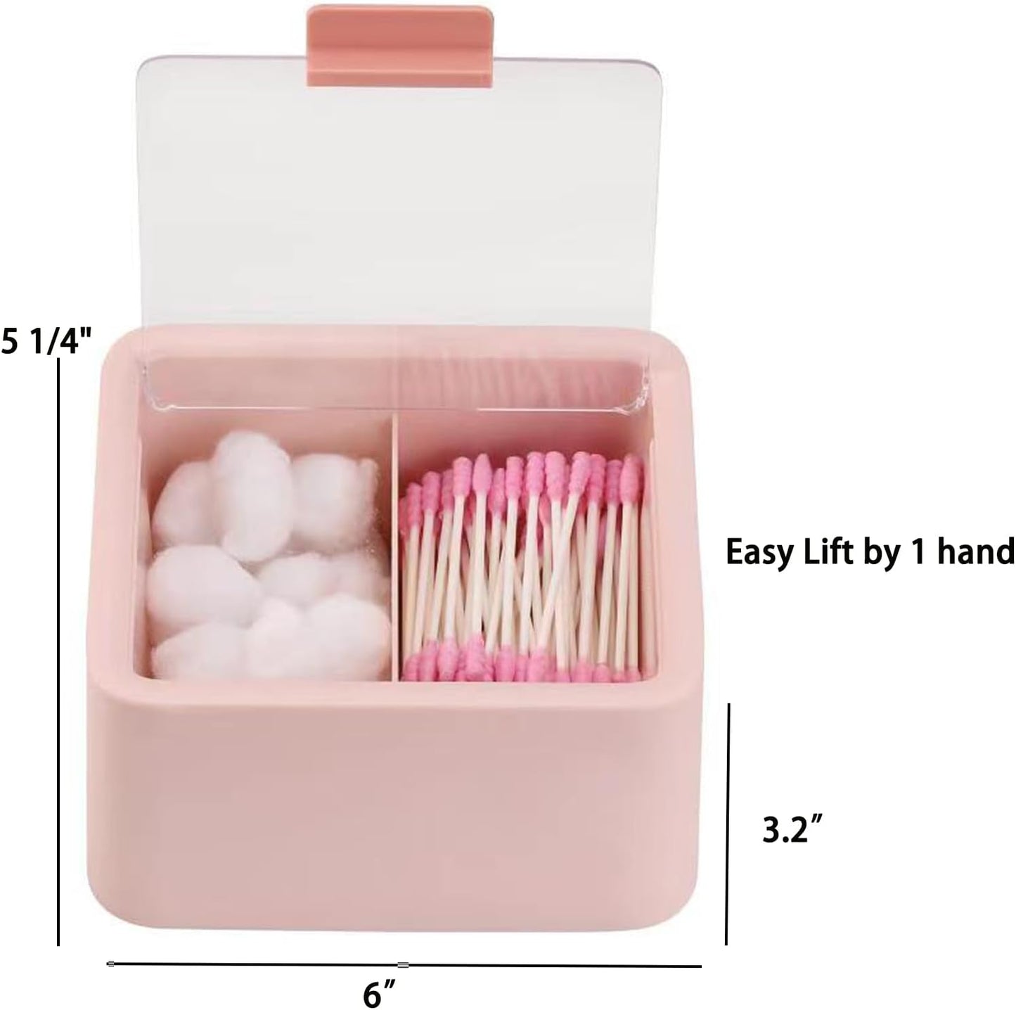 Storage Organizer - 2 Grids Separate  Canisters with Hinged Lids for Cotton Balls, Pads, and other items.