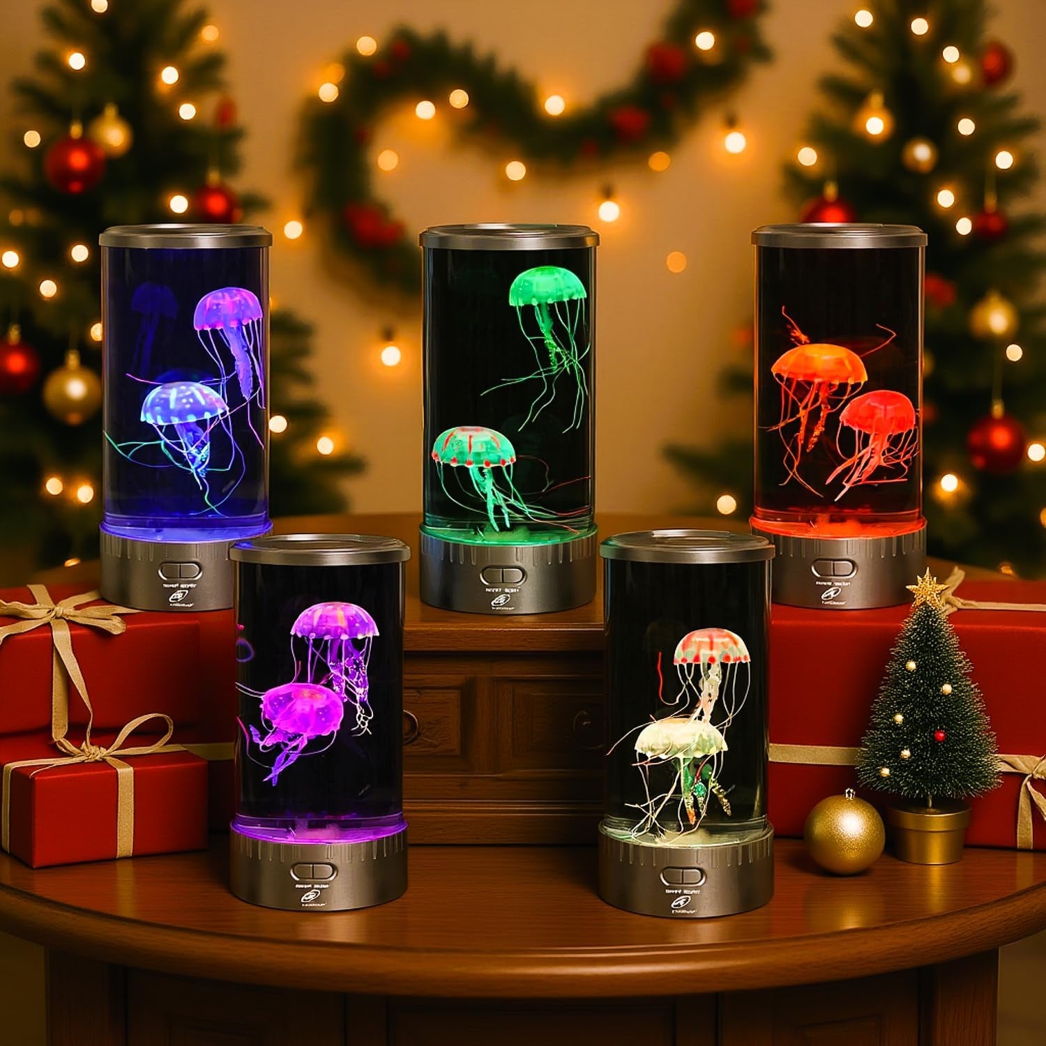 Large round LED Jellyfish Sensory Lamp – the Ultimate Sensory Fake Aquarium for Decoration, Autism, ADHD, Stress & Anxiety Relief – Ideal Gift