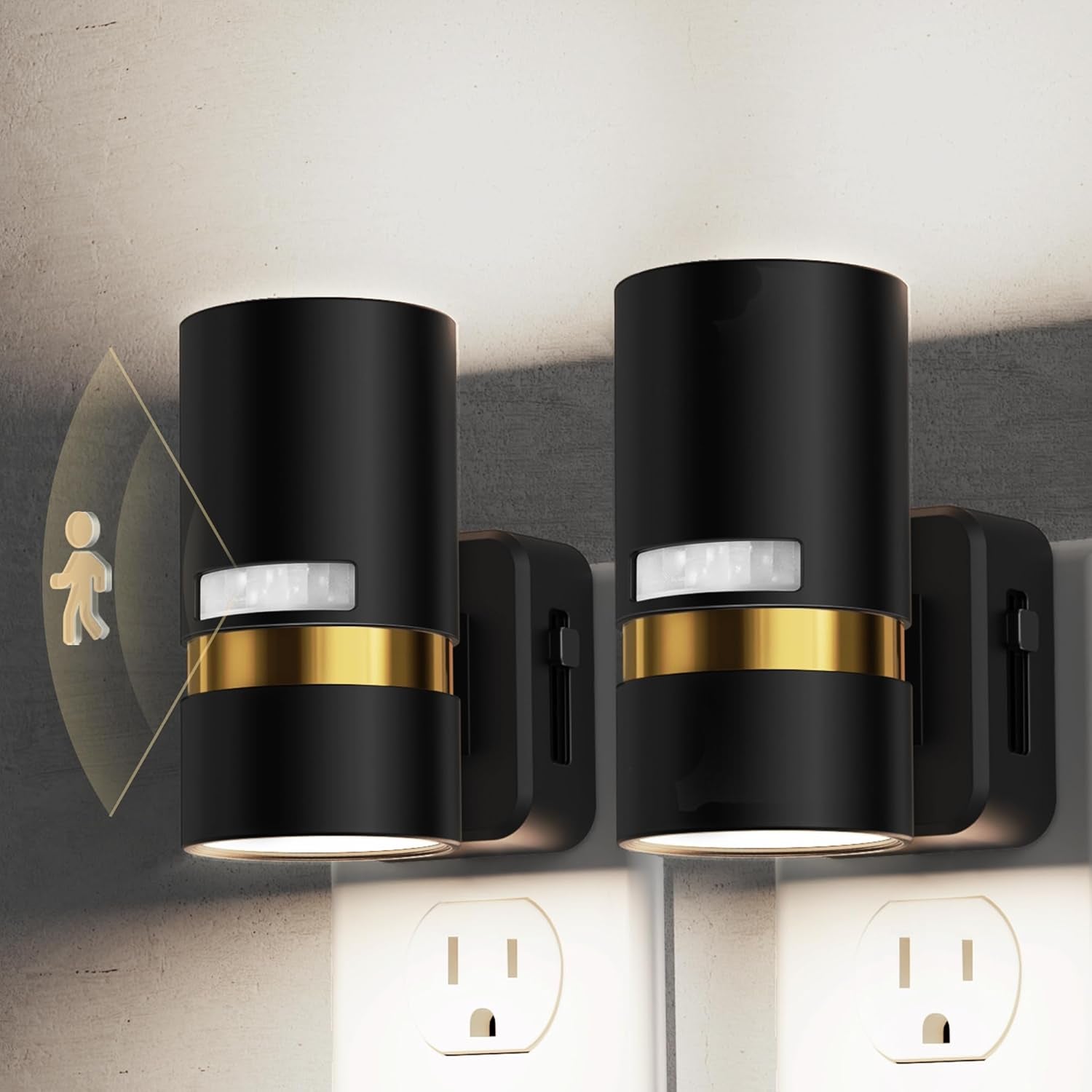 Motion Sensor Night Light with Adjustable Brightness - 2 Pack