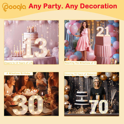 Decorative Led Light up Number Letters, Marquee Number Lights Sign Party Wedding Decor