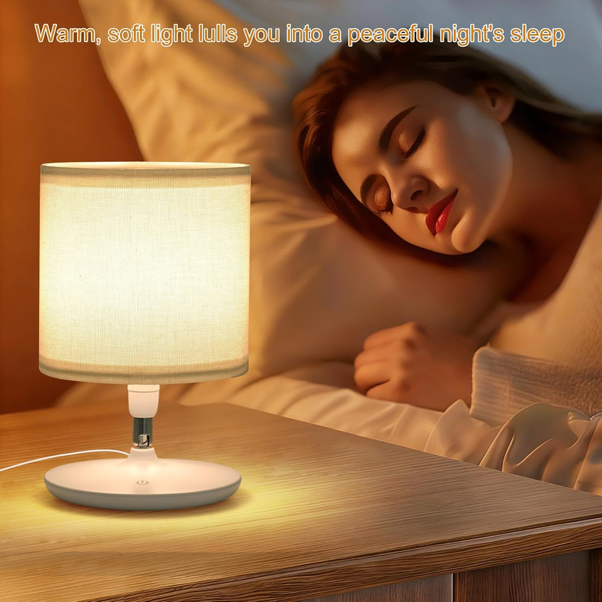 Dimmable Bedside Table Lamps, Set of 2 – USB-C Charging, Touch & Remote Control