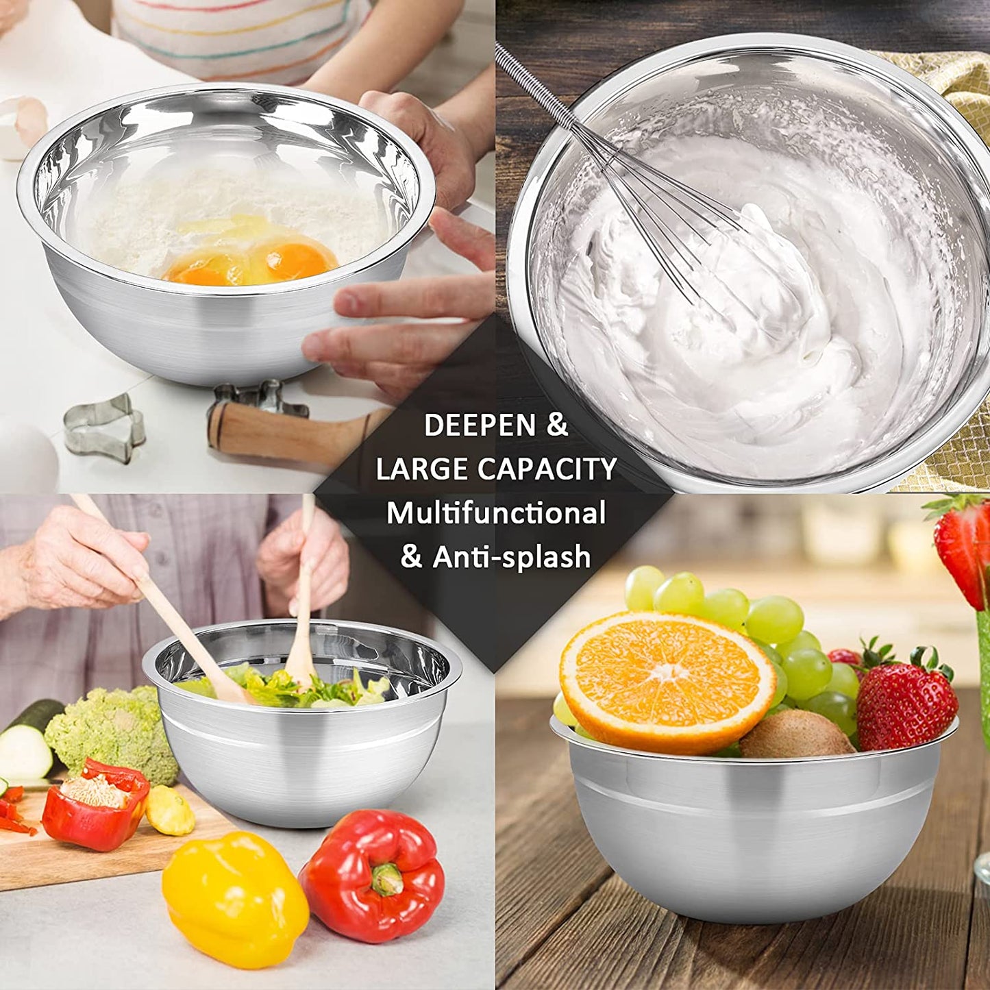 Stainless Steel Mixing Bowls Set with Lids