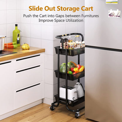 3-Tier Rolling Heavy Duty Utility Storage Cart on Wheels