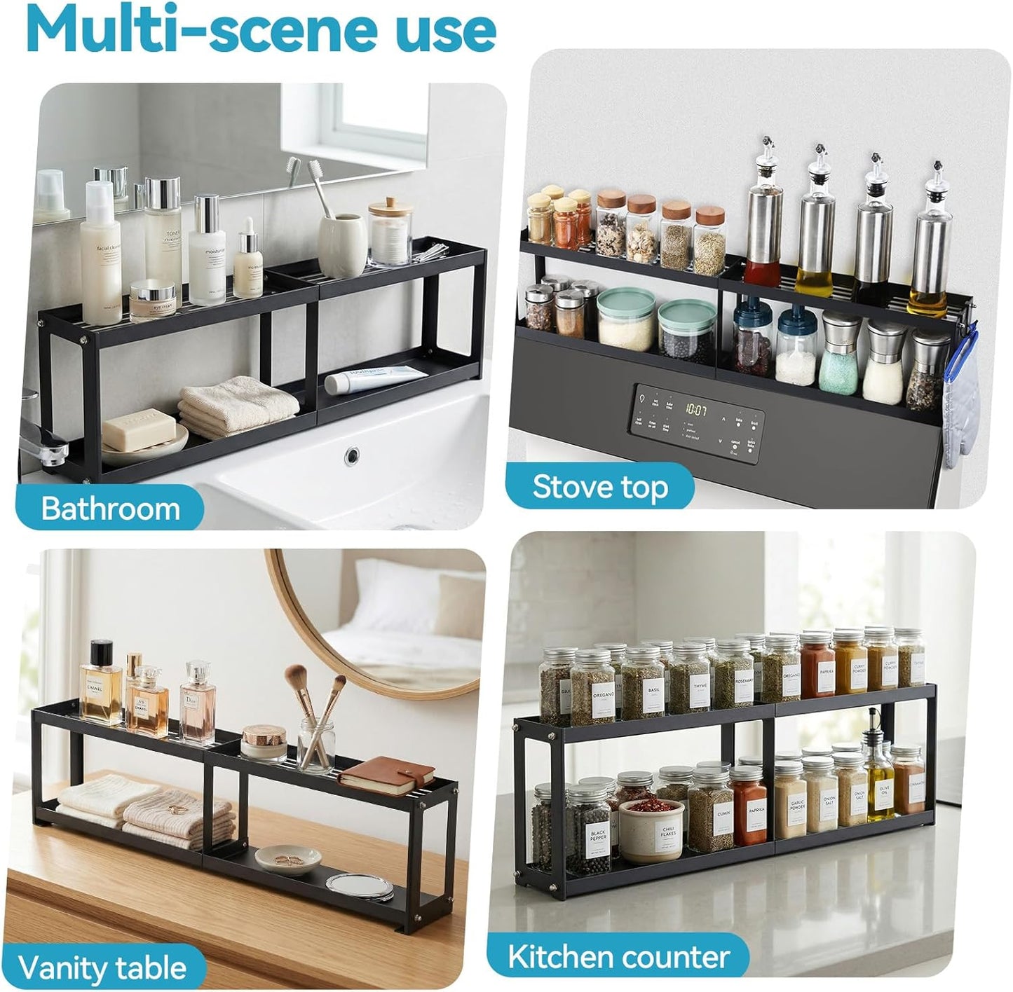 2 Tier Strong Magnetic Oven Shelf with 2 Anti-Slip Mats & 4 Hooks