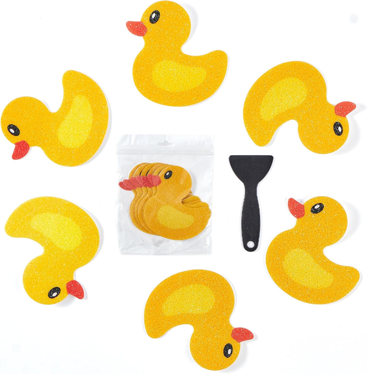 20 PCS Non Slip Bathtub Stickers, Cute Duck Creature Shower Stickers for Kids, Bathtub Non Slip and Adhesive Decals Scraper for Safety Bathroom Tubs, Shower Floor, Stairs