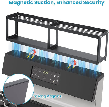 2 Tier Strong Magnetic Oven Shelf with 2 Anti-Slip Mats & 4 Hooks