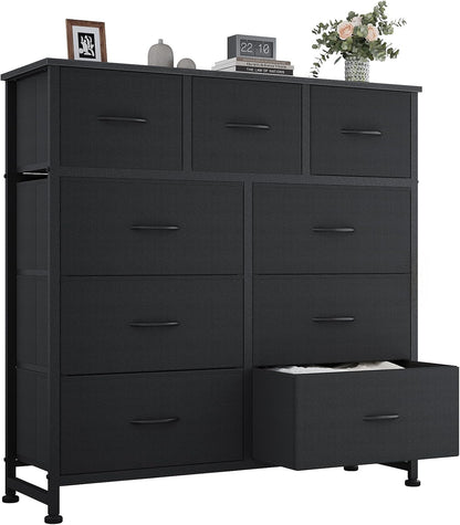 9 Drawers Storage Organizers Units, Closet Organizers and Storage for Clothes, Fabric Storage Drawer for Living Room, Chest of Dresser in 39.4" D X 11.8" W X 39.9" H, Grey