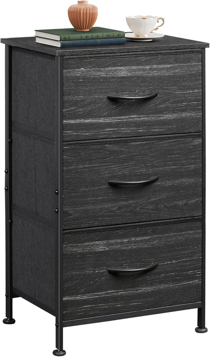 3 Drawer and 9 Drawer Dresser Set, Dresser for Bedroom, Closet, Hallway, Storage Organizer Unit, Dressers & Chests of Drawers with Fabric Bins, Charcoal Black Wood Grain Print