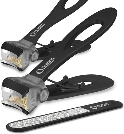 Nail Clippers with Catcher - anti Splash Wide Jaw Opening Thick Toenail Clippers for Seniors | Self-Collecting Fingernail Cutter Heavy Duty Toe Nail Clippers for Men&Women | Silver | L&S