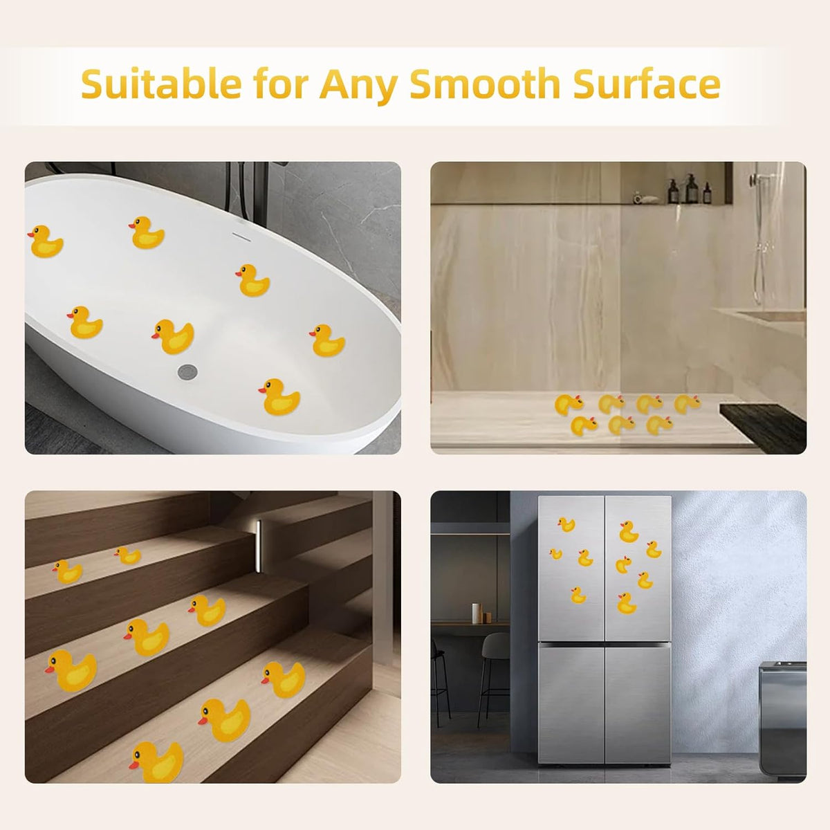 20 PCS Non Slip Bathtub Stickers, Cute Duck Creature Shower Stickers for Kids, Bathtub Non Slip and Adhesive Decals Scraper for Safety Bathroom Tubs, Shower Floor, Stairs