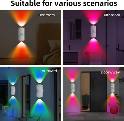 Rechargeable Motion Sensor Night Light - Color Changing LED Wall with Magnetic Adhesive - Set of 2