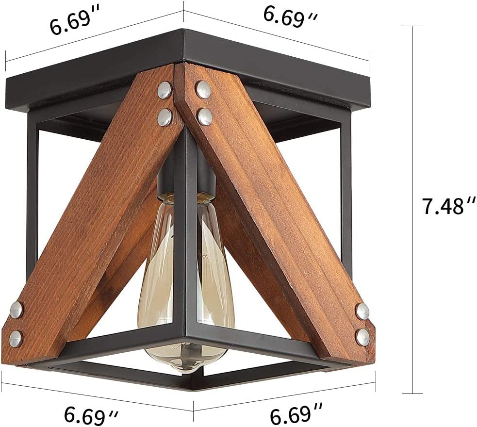 Rustic Industrial Flush Mount Ceiling Light