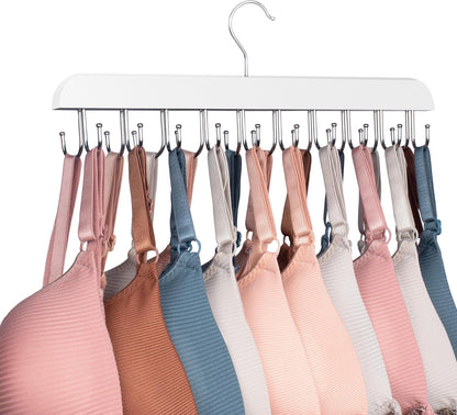 Bra Hangers for Closet Organizer,Tank Top Hanger with 20 Hooks,Space Saving Wooden Adjustable Hangers,Closet Organizers and Storage Suitable for Dorm, Apartments, Tank Tops, Bras, Hats
