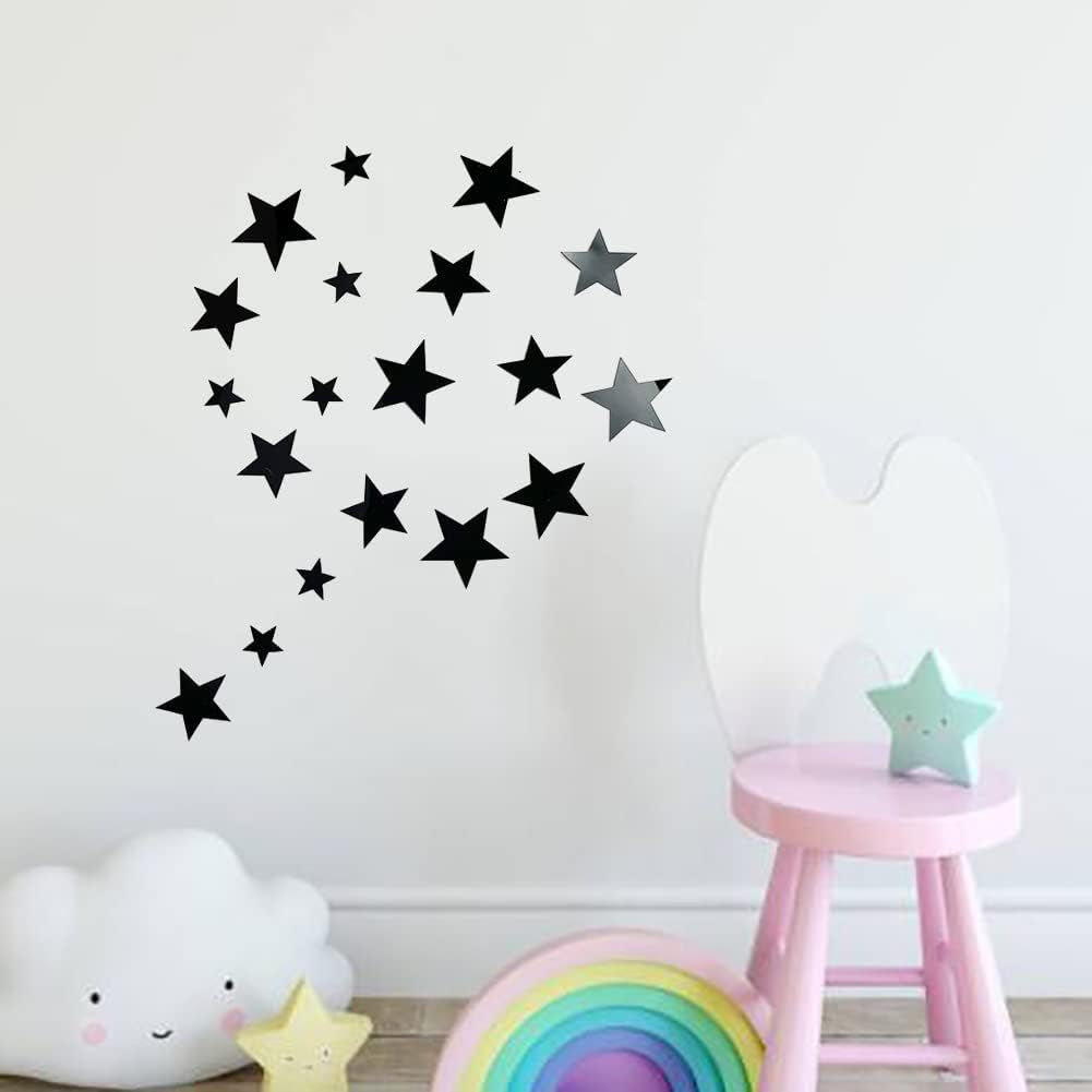 24Pcs Silver Hexagon Mirror Acrylic Wall Stickers with Adhesive Art Decal Satin Paper Baby Kids Bedroom Home DIY Decor Removable Stickers (Hexagon Silver)