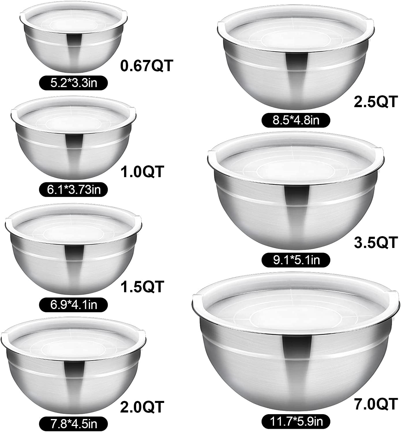 Stainless Steel Mixing Bowls Set with Lids