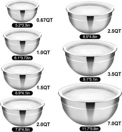 Stainless Steel Mixing Bowls Set with Lids