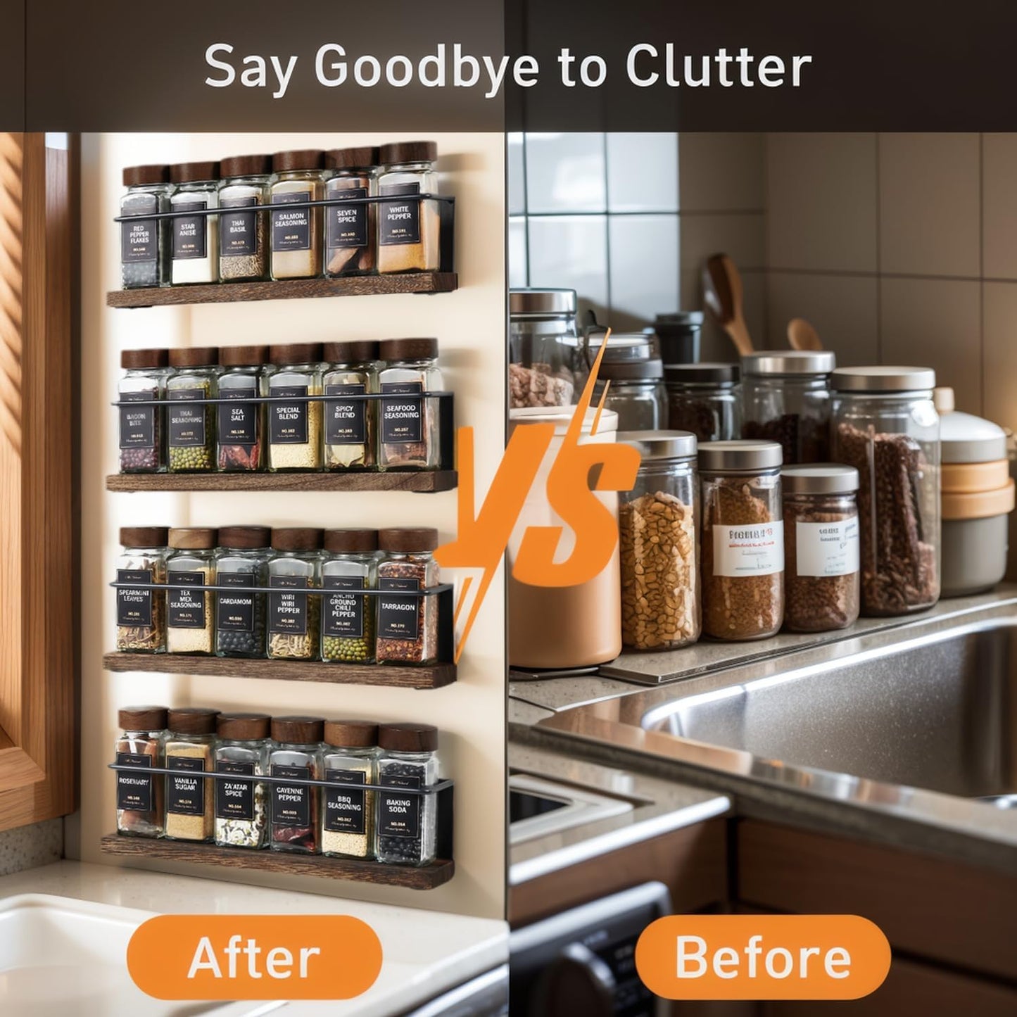 4 Pack Strong Magnetic Spice Rack Organizer 