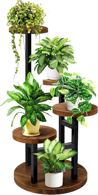 3-Tier Metal & Wood Plant Stand – Corner Shelf for Indoor Plants